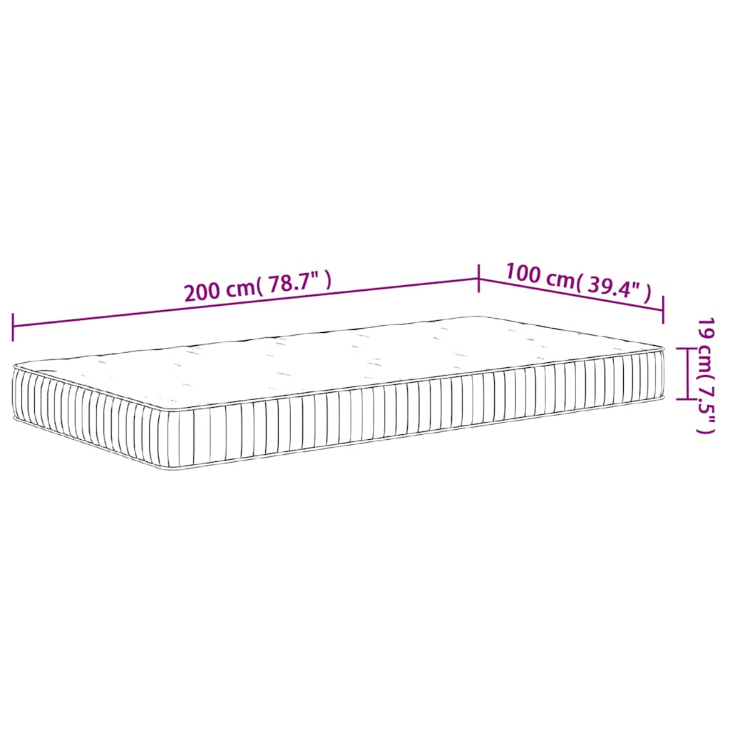 Pocket Spring Mattress Medium 100x200 cm
