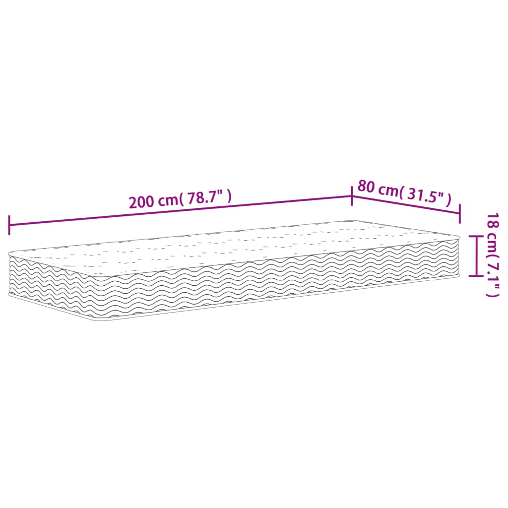 Bonnell Spring Mattress Medium 80x200 cm