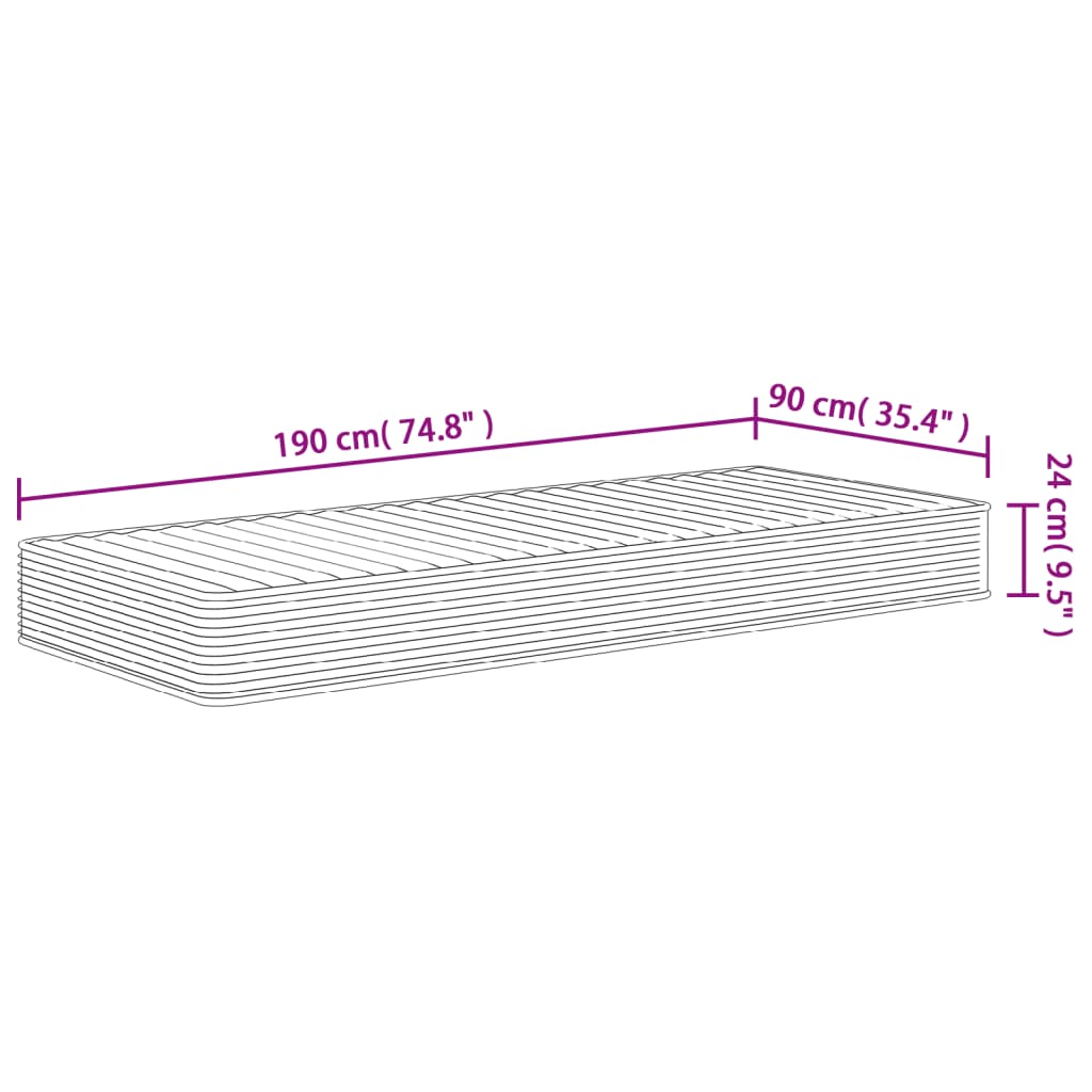 Foam Mattress Medium Soft 90x190 cm Single Size