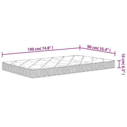 Foam Mattress Medium Soft 90x190 cm Single Size