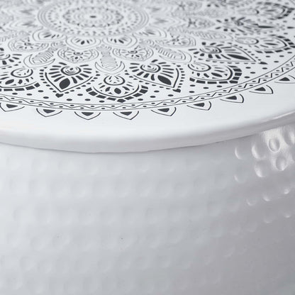 Round Coffee Table Hammered White Ø 55 x 55 cm Aluminium
