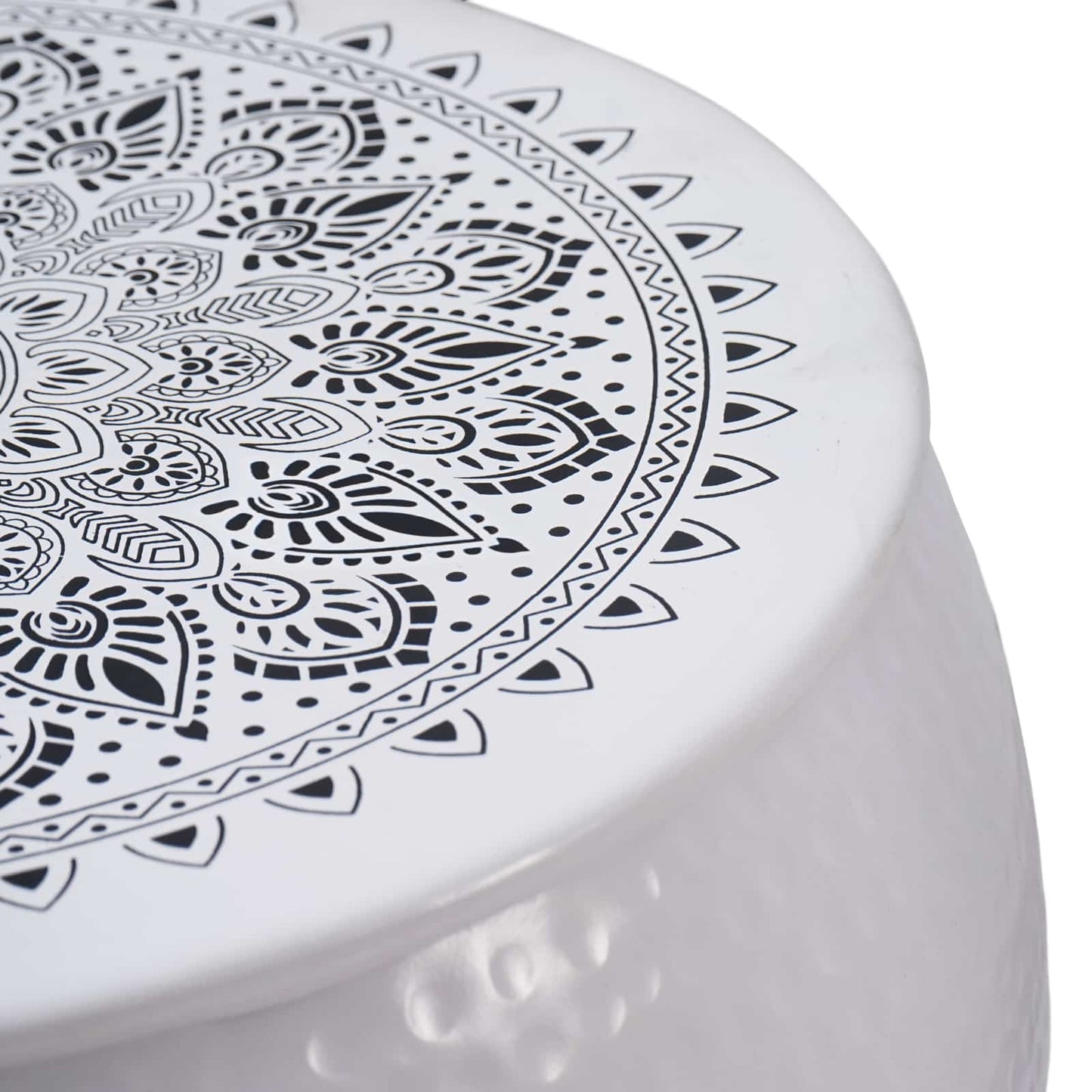 Round Coffee Table Hammered White Ø 55 x 55 cm Aluminium