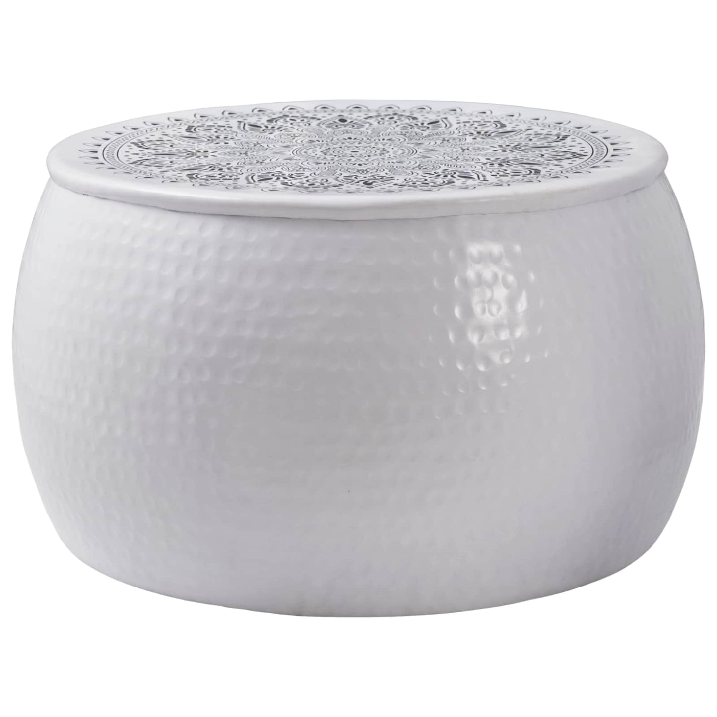 Round Coffee Table Hammered White Ø 55 x 55 cm Aluminium