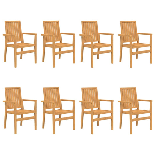 Stackable Garden Chairs 8 pcs 56.5x57.5x91 cm Solid Wood Teak