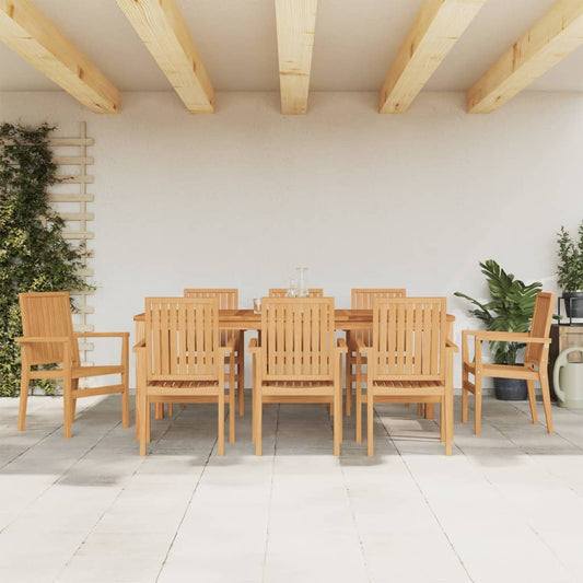 Stackable Garden Chairs 8 pcs 56.5x57.5x91 cm Solid Wood Teak