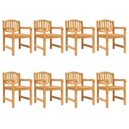 Garden Chair | Set of 8 | Natural Teak | Solid Teak Wood | Standard