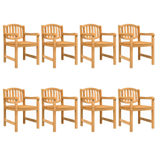 Garden Chair | Set of 8 | Natural Teak | Solid Teak Wood | Standard