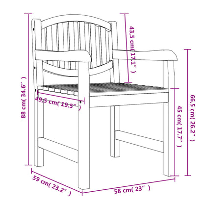 Garden Chair | Set of 8 | Natural Teak | Solid Teak Wood | Standard