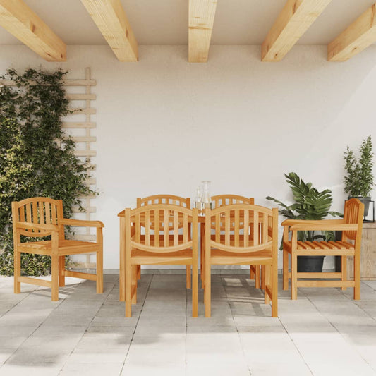Garden Dining Set | Natural Teak | 7 Piece | Stackable | Rectangular