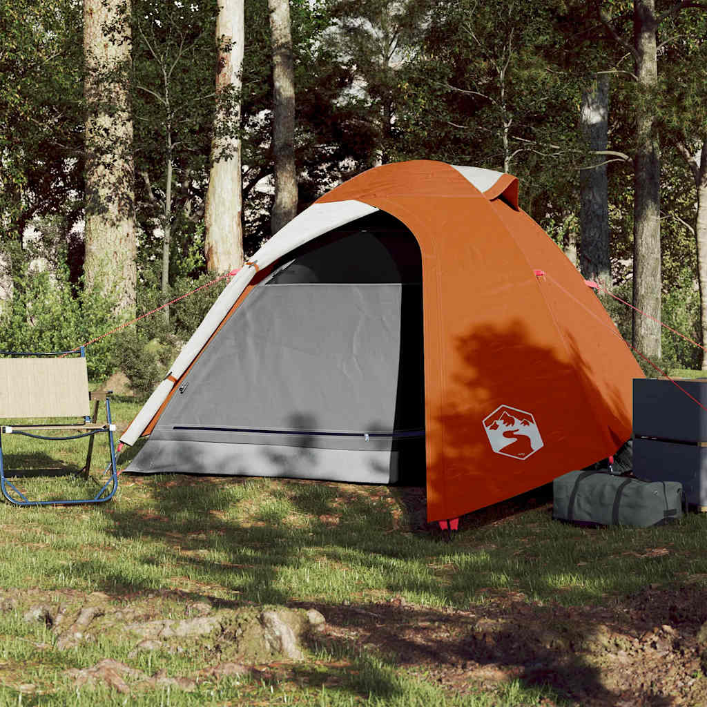 Camping Tent Dome 3-Person Orange Waterproof
