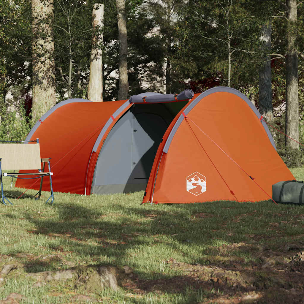 Camping Tent Tunnel 4-Person Orange Waterproof