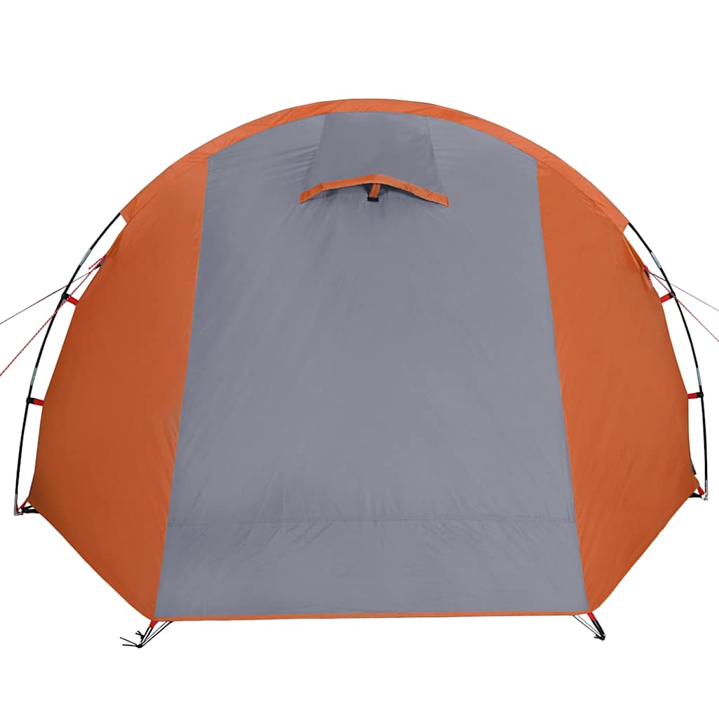 Camping Tent Tunnel 4-Person Grey and Orange Waterproof