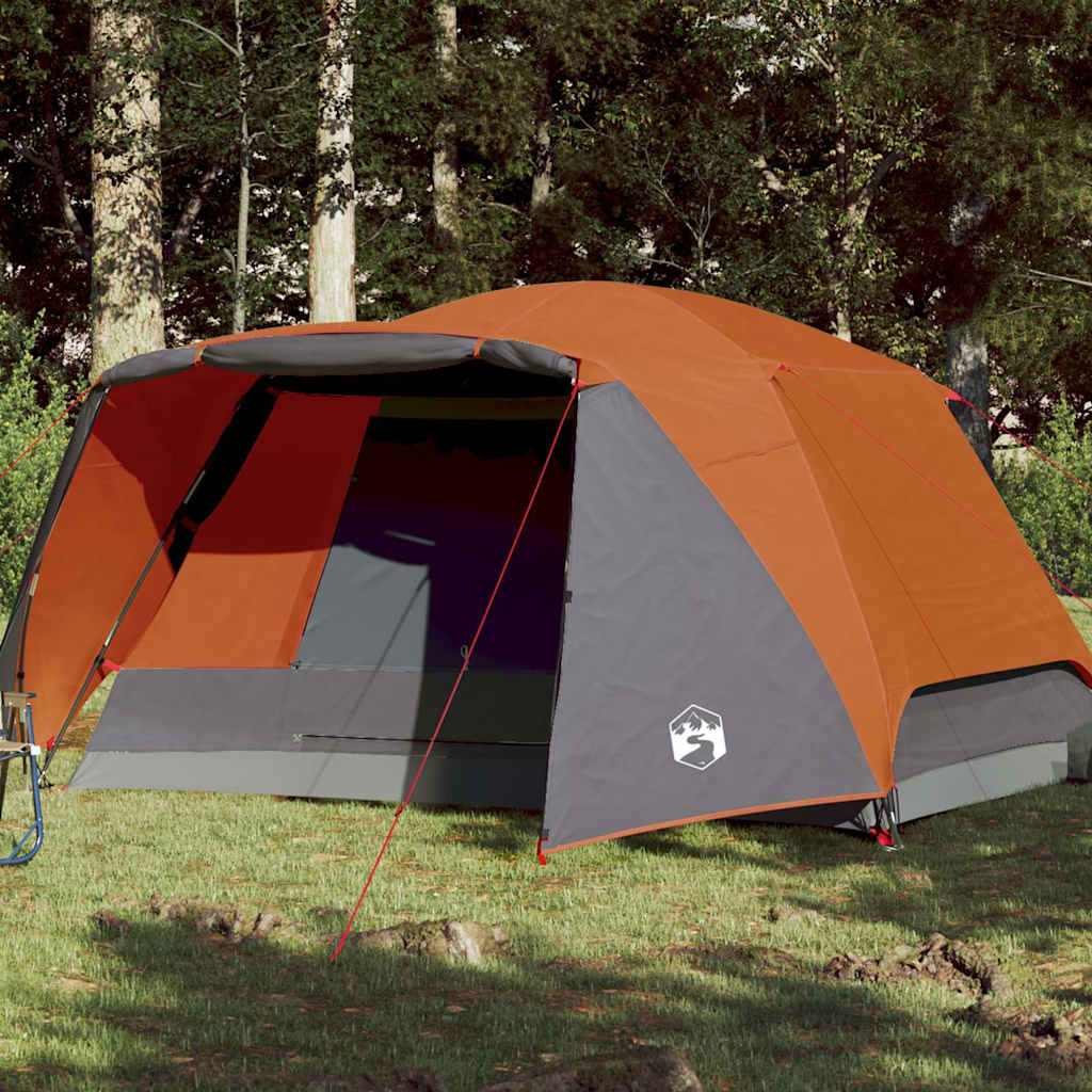 Family Tent with Porch 6-Person Orange Waterproof