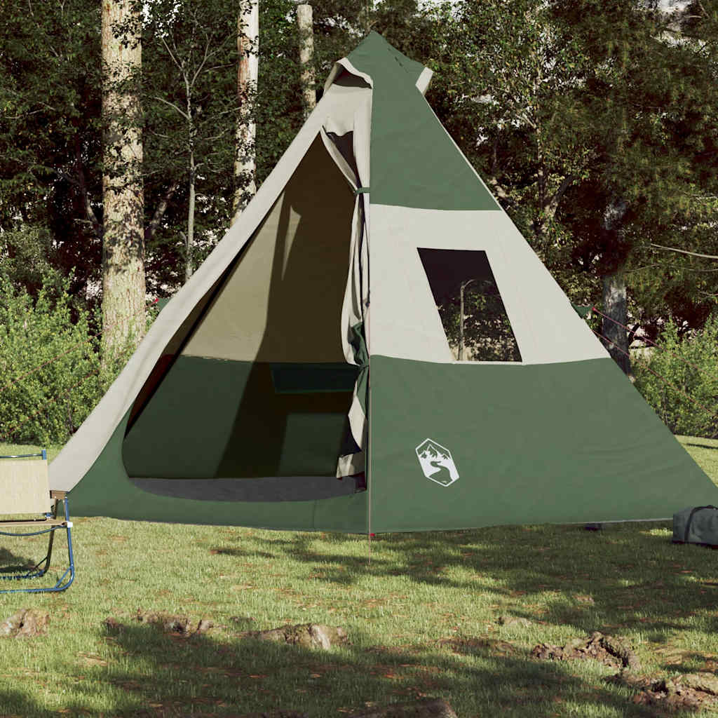 Camping Tent Tipi 7-Person Green Waterproof