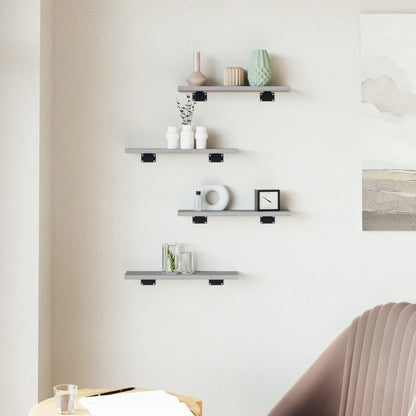Wall Shelves 4 pcs Grey Sonoma 40x10x1.5 cm Engineered Wood