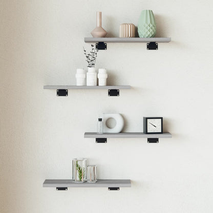 Wall Shelves 4 pcs Grey Sonoma 40x10x1.5 cm Engineered Wood