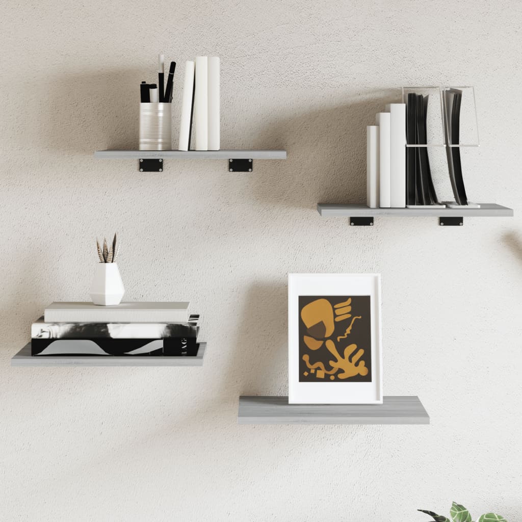 Wall Shelves 4 pcs Grey Sonoma 40x30x1.5 cm Engineered Wood