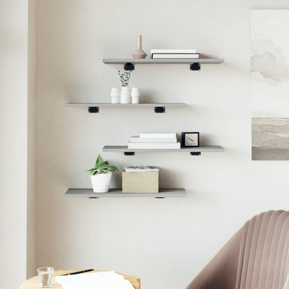 Wall Shelves 4 pcs Grey Sonoma 60x20x1,5 cm Engineered Wood