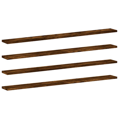 Wall Shelves 4 pcs Smoked Oak 100x10x1.5 cm Engineered Wood