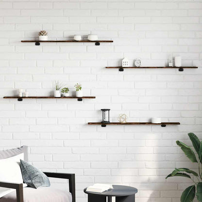 Wall Shelves 4 pcs Smoked Oak 100x10x1,5 cm Engineered Wood