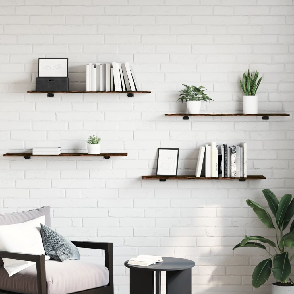Wall Shelves 4 pcs Smoked Oak 100x20x1.5 cm Engineered Wood