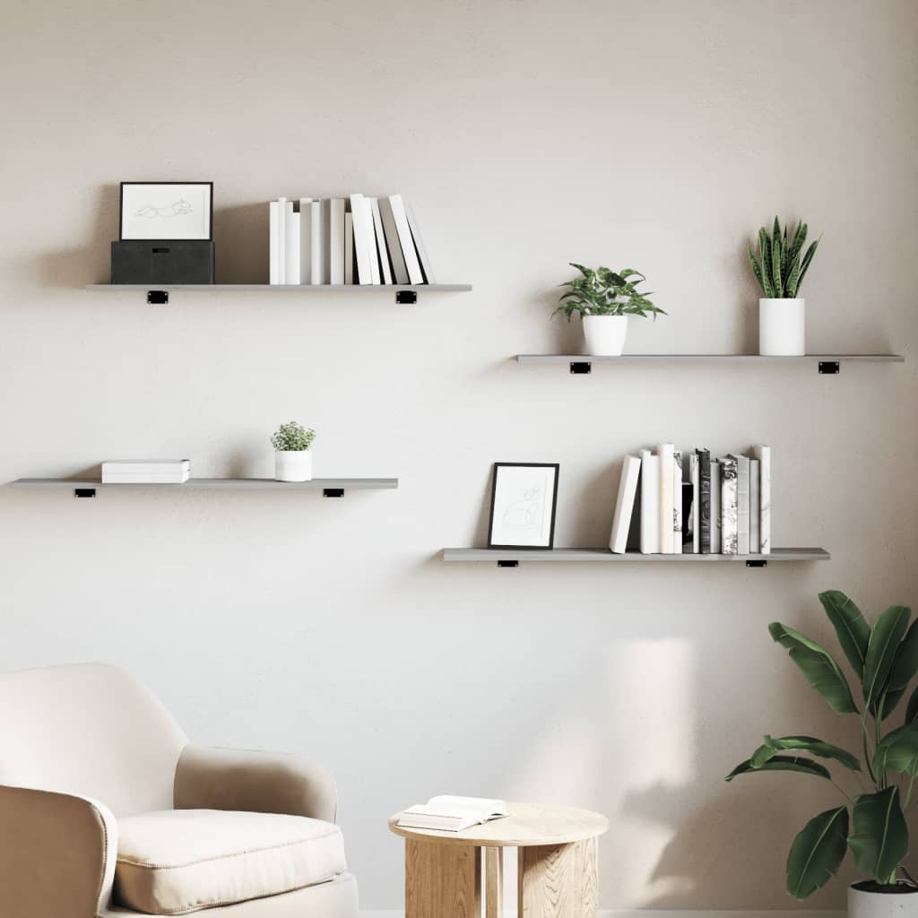 Wall Shelves 4 pcs Grey Sonoma 100x20x1.5 cm Engineered Wood
