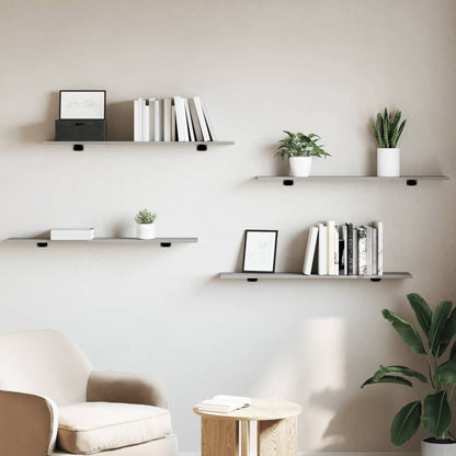 Wall Shelves 4 pcs Grey Sonoma 100x20x1.5 cm Engineered Wood