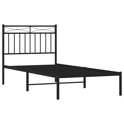 Metal Bed Frame without Mattress with Headboard Black 90x190cm
