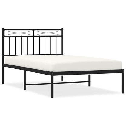 Metal Bed Frame without Mattress with Headboard Black 100x200cm