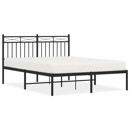 Metal Bed Frame without Mattress with Headboard Black 135x190cm
