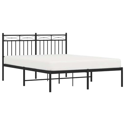 Metal Bed Frame without Mattress with Headboard Black 135x190cm
