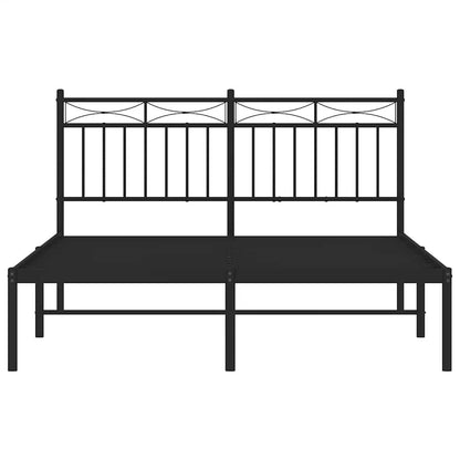 Metal Bed Frame without Mattress with Headboard Black 135x190cm