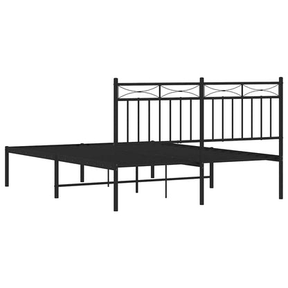 Metal Bed Frame without Mattress with Headboard Black 135x190cm