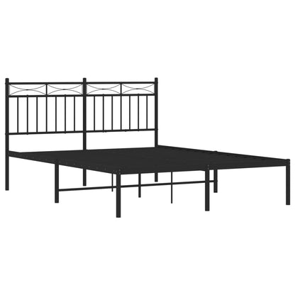 Metal Bed Frame without Mattress with Headboard Black 140x190cm