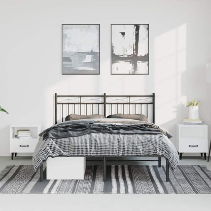 Metal Bed Frame without Mattress with Headboard Black 150x200cm