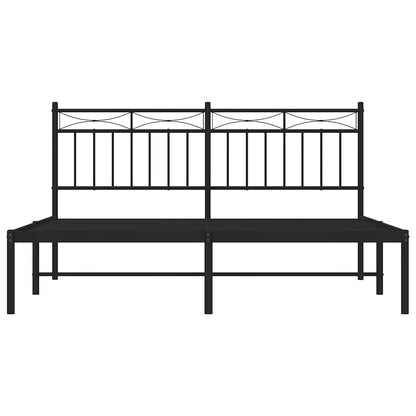 Metal Bed Frame without Mattress with Headboard Black 150x200cm