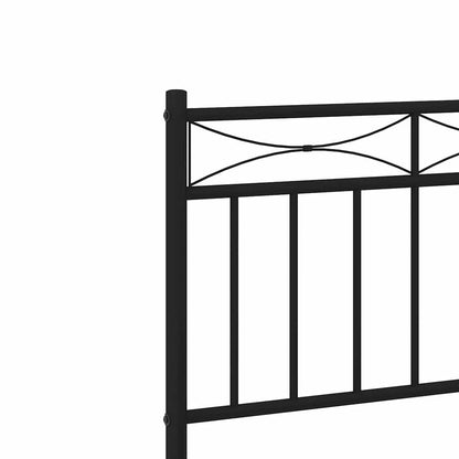 Metal Bed Frame without Mattress with Headboard Black 150x200cm