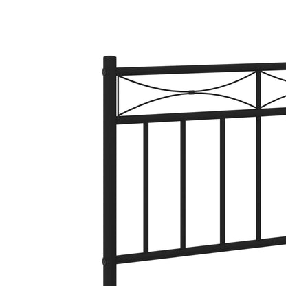 Metal Bed Frame without Mattress with Headboard Black 160x200cm