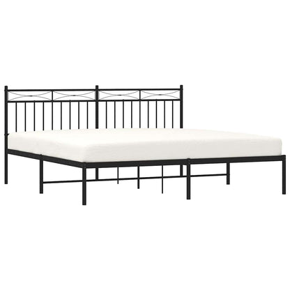Metal Bed Frame without Mattress with Headboard Black 183x213cm