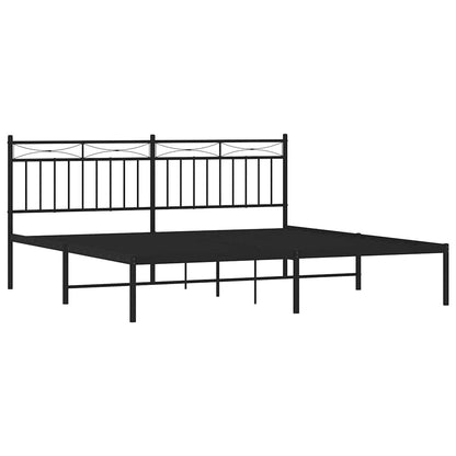 Metal Bed Frame without Mattress with Headboard Black 183x213cm