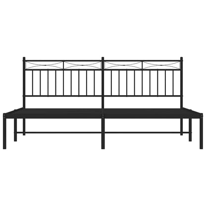 Metal Bed Frame without Mattress with Headboard Black 183x213cm