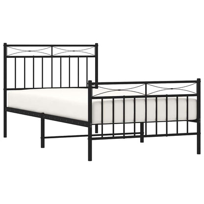 Metal Bed Frame without Mattress with Footboard Black 100x190cm