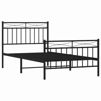 Metal Bed Frame without Mattress with Footboard Black 100x190cm