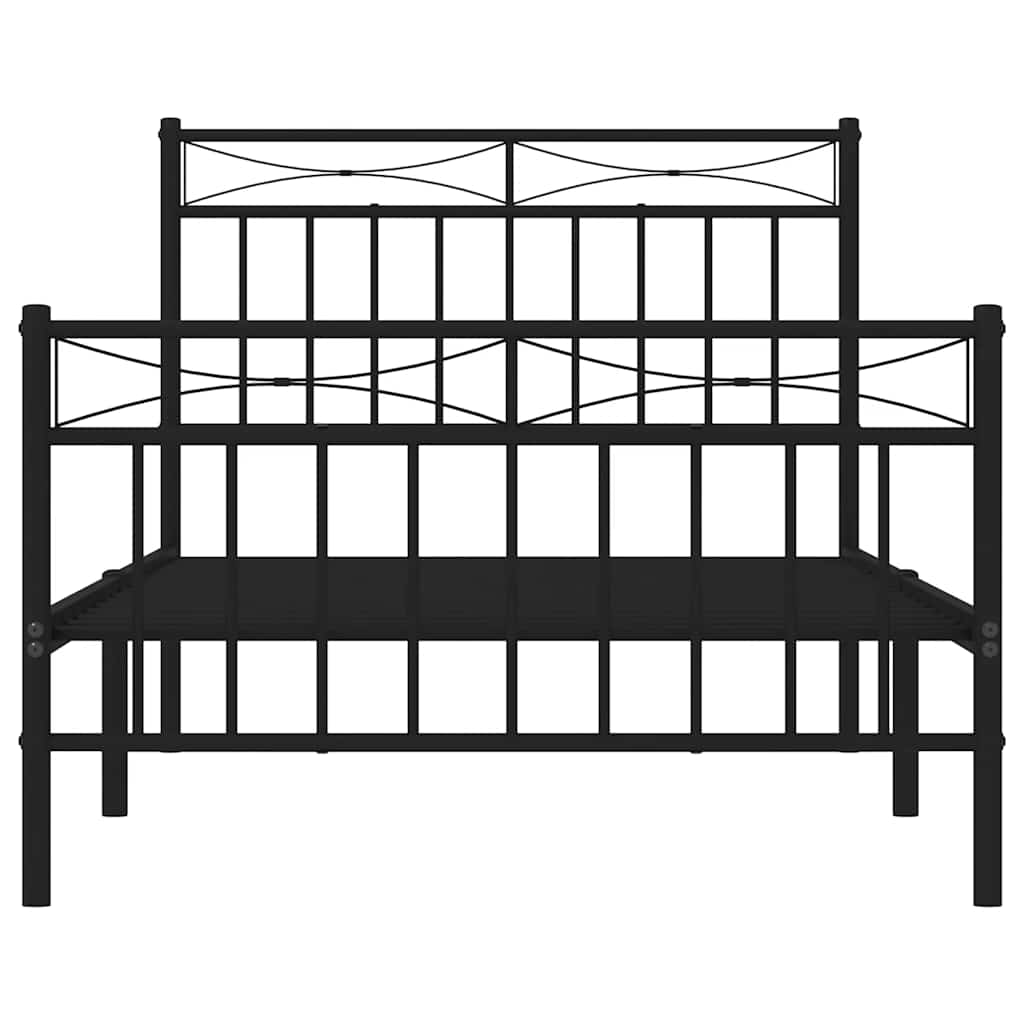 Metal Bed Frame without Mattress with Footboard Black 100x190cm