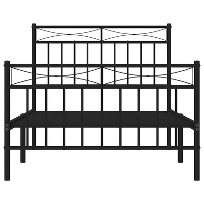 Metal Bed Frame without Mattress with Footboard Black 100x190cm