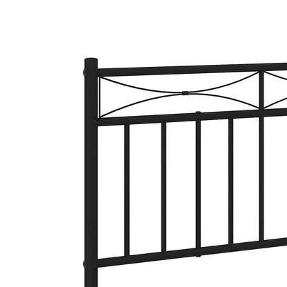 Metal Bed Frame without Mattress with Footboard Black 183x213cm