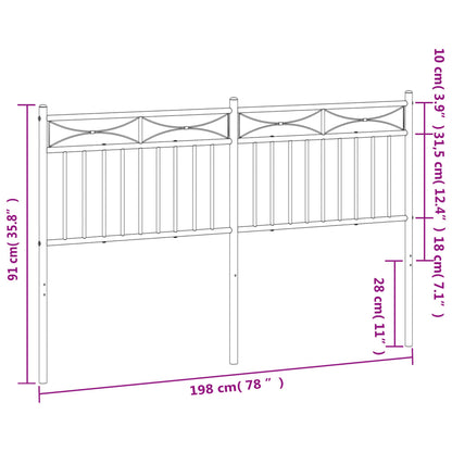 Metal Replace Headboard Black 193 cm