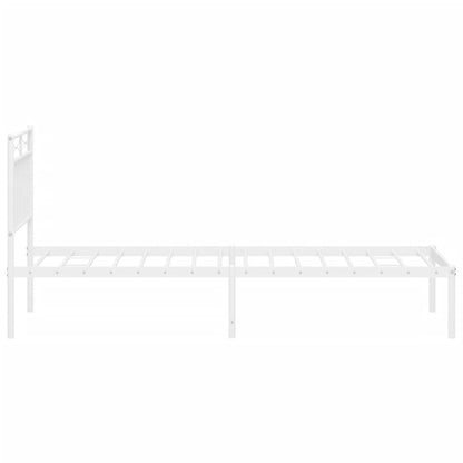 Metal Bed Frame without Mattress with Headboard White 75x190cm