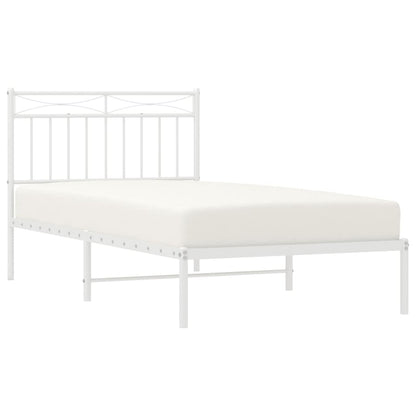 Metal Bed Frame without Mattress with Headboard White 100x190cm
