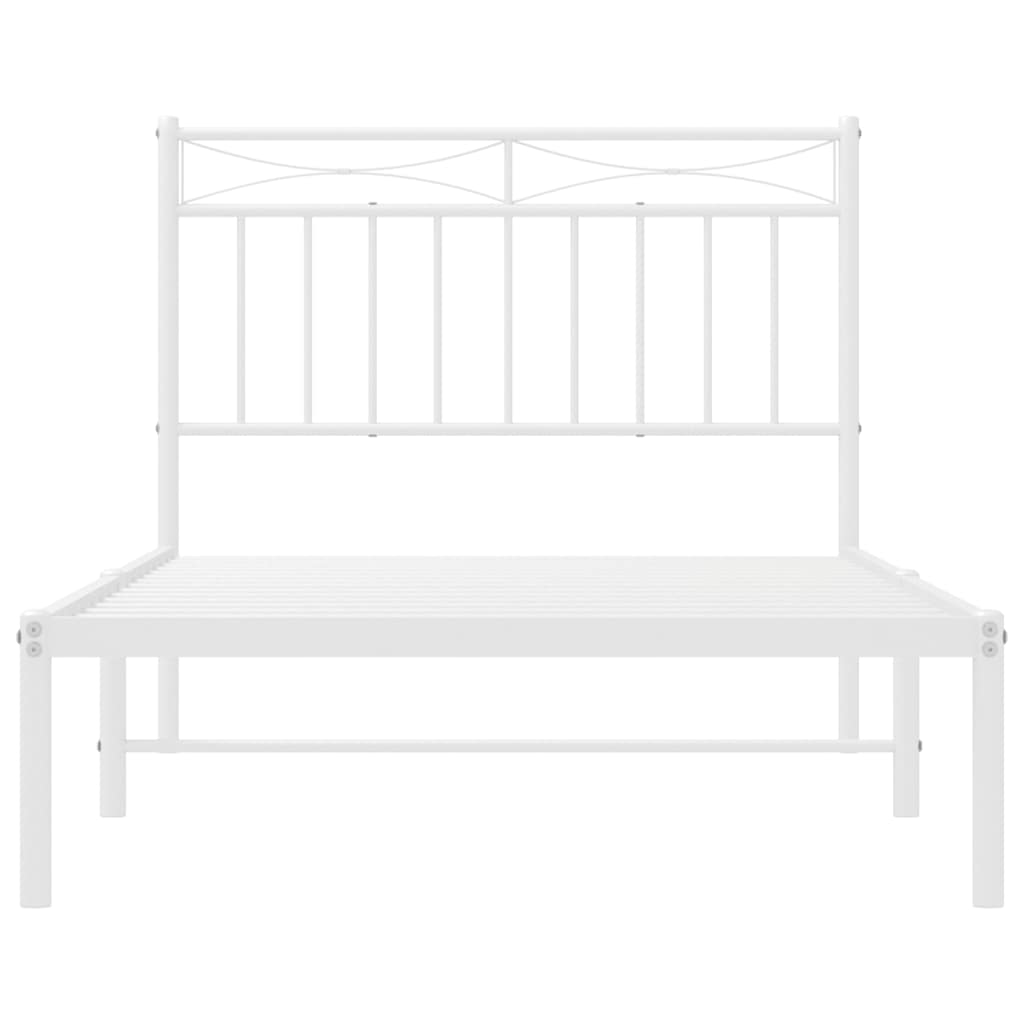 Metal Bed Frame without Mattress with Headboard White 100x190cm